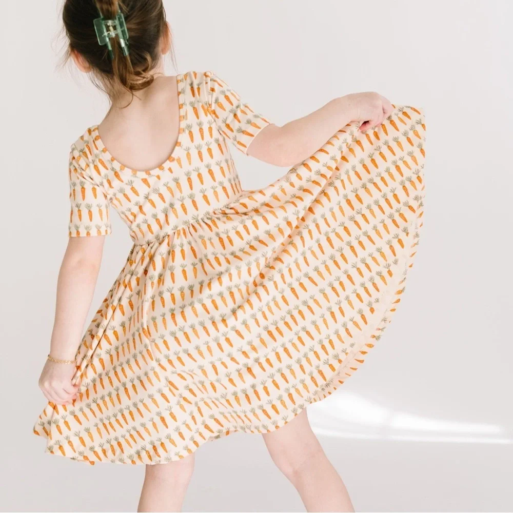 Charming Carrot Print Kids Dress